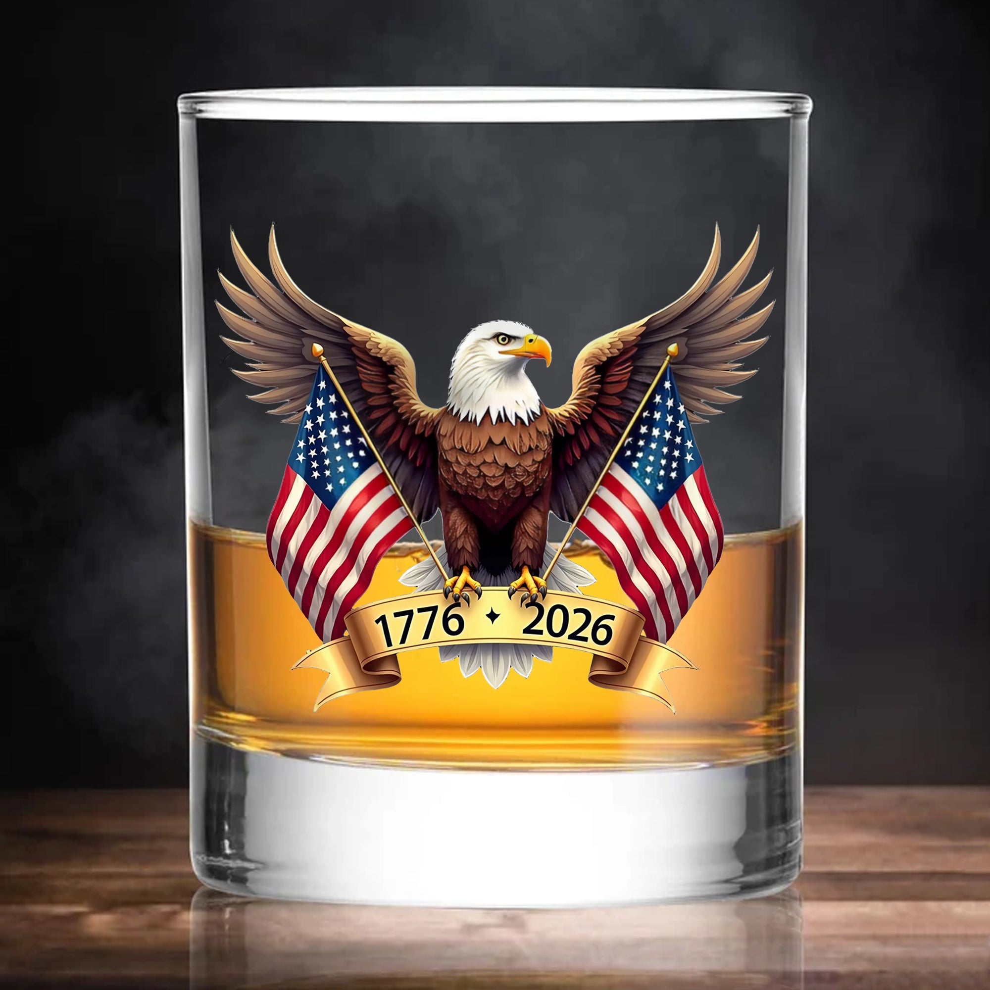 American Eagle and US Flag 250 Years Glass | Happy 250th Birthday USA | Patriotic 4th of July Glass | Independence Day Whiskey Glass Beer Glass 682563