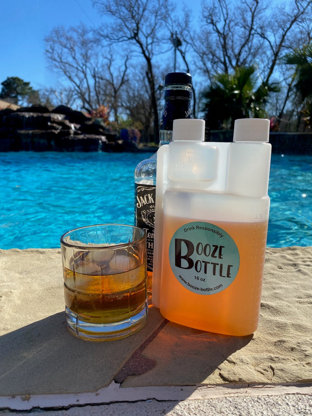 16 oz Booze Bottles - The Ultimate Liquor Storage Flask & Shot Glass all in One - Can be Personalized