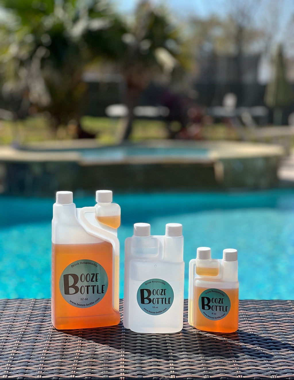 16 oz Booze Bottles - The Ultimate Liquor Storage Flask & Shot Glass all in One - Can be Personalized